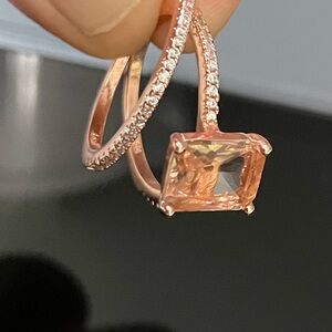 18K Rosegold plated 925 Sterling Silver Stamped Ring set Brand new